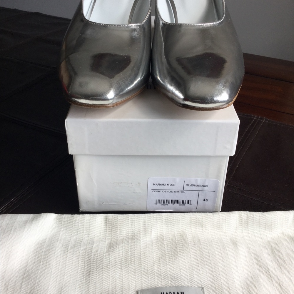 Maryam Nasser zadeh Silver metallic Mules SZ 9 /12 - Picture 4 of 6